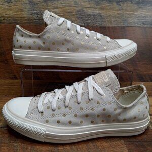 Converse Sneakers Women’s Beige Chuck Taylor All Star Low Polka Suede Size 7.5